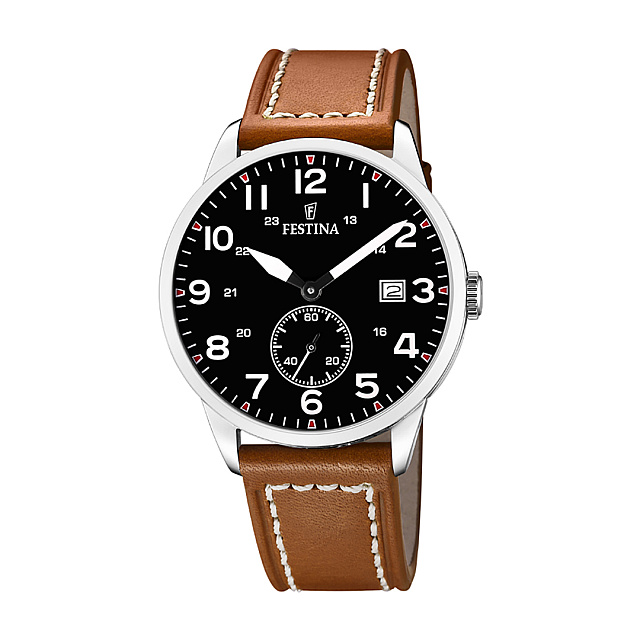 Festina Men's Black Retro Leather Watch Bracelet - B...